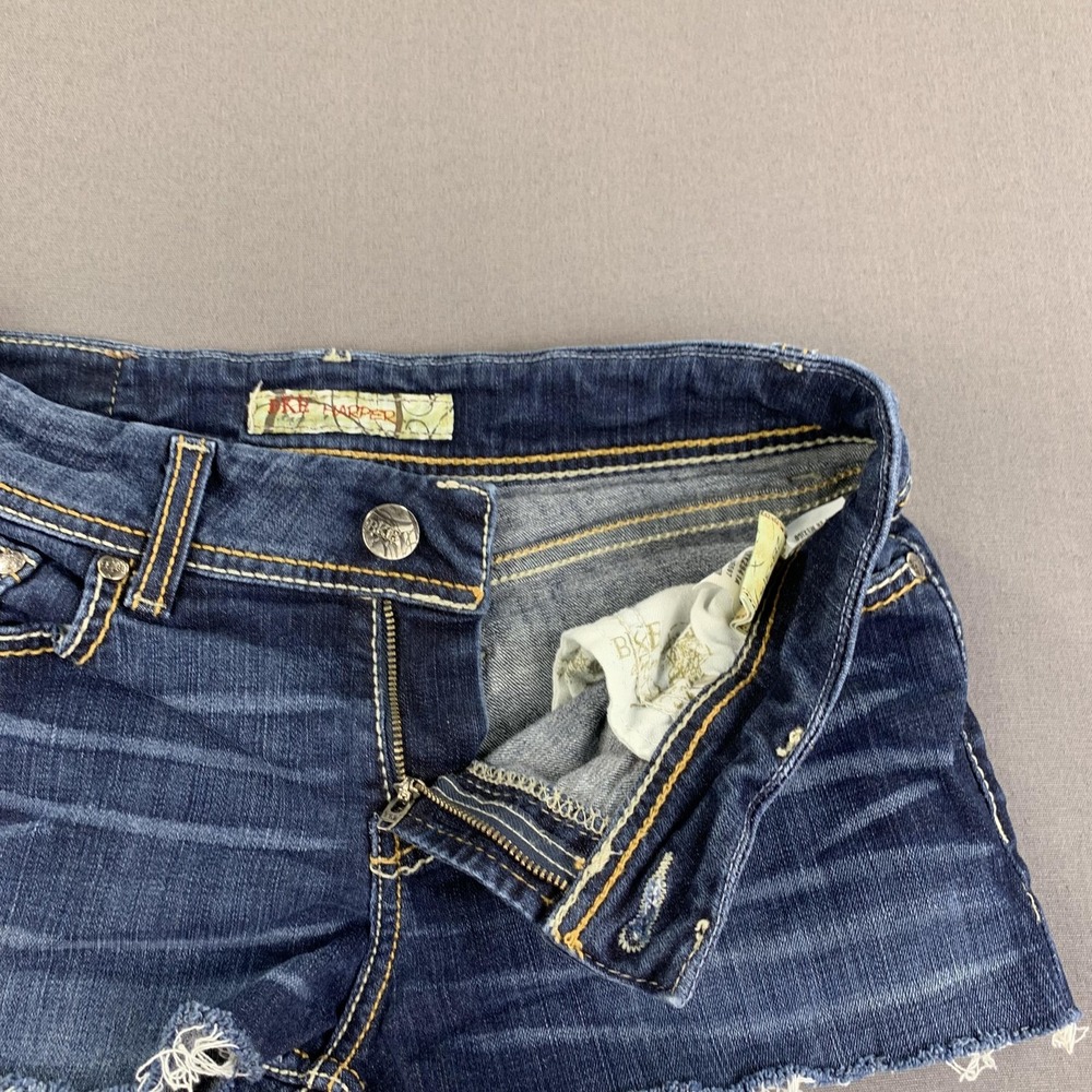 BKE Denim Short Women 28 (30) Blue Harper Distress Raw Hem Frayed Cutoff Stretch - Picture 5 of 16
